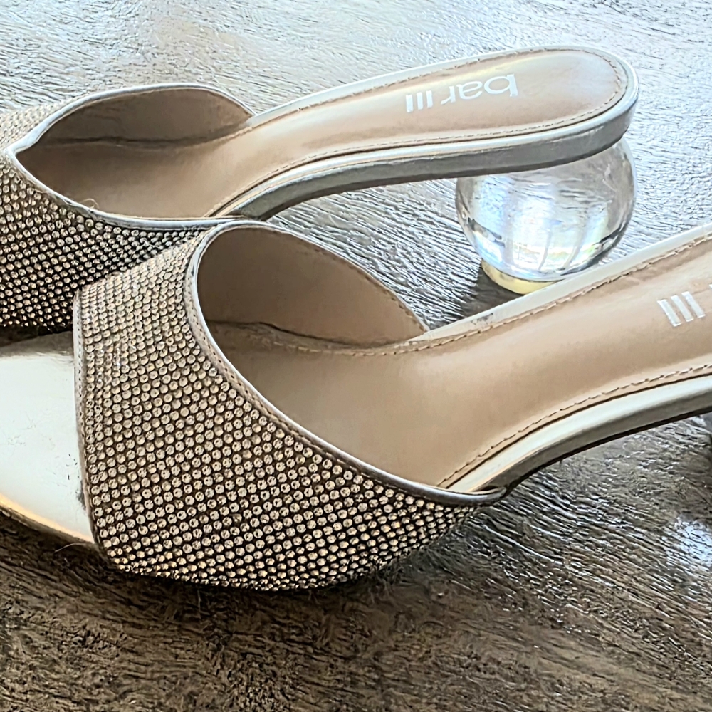 Bar III Sparkling Silver Mules